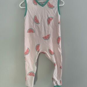 Zippy Jamz 12/18m pink Watermelon Print tank romper with leg to leg zipper